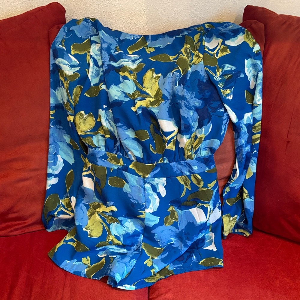 Lulus Floral Blue Women's romper